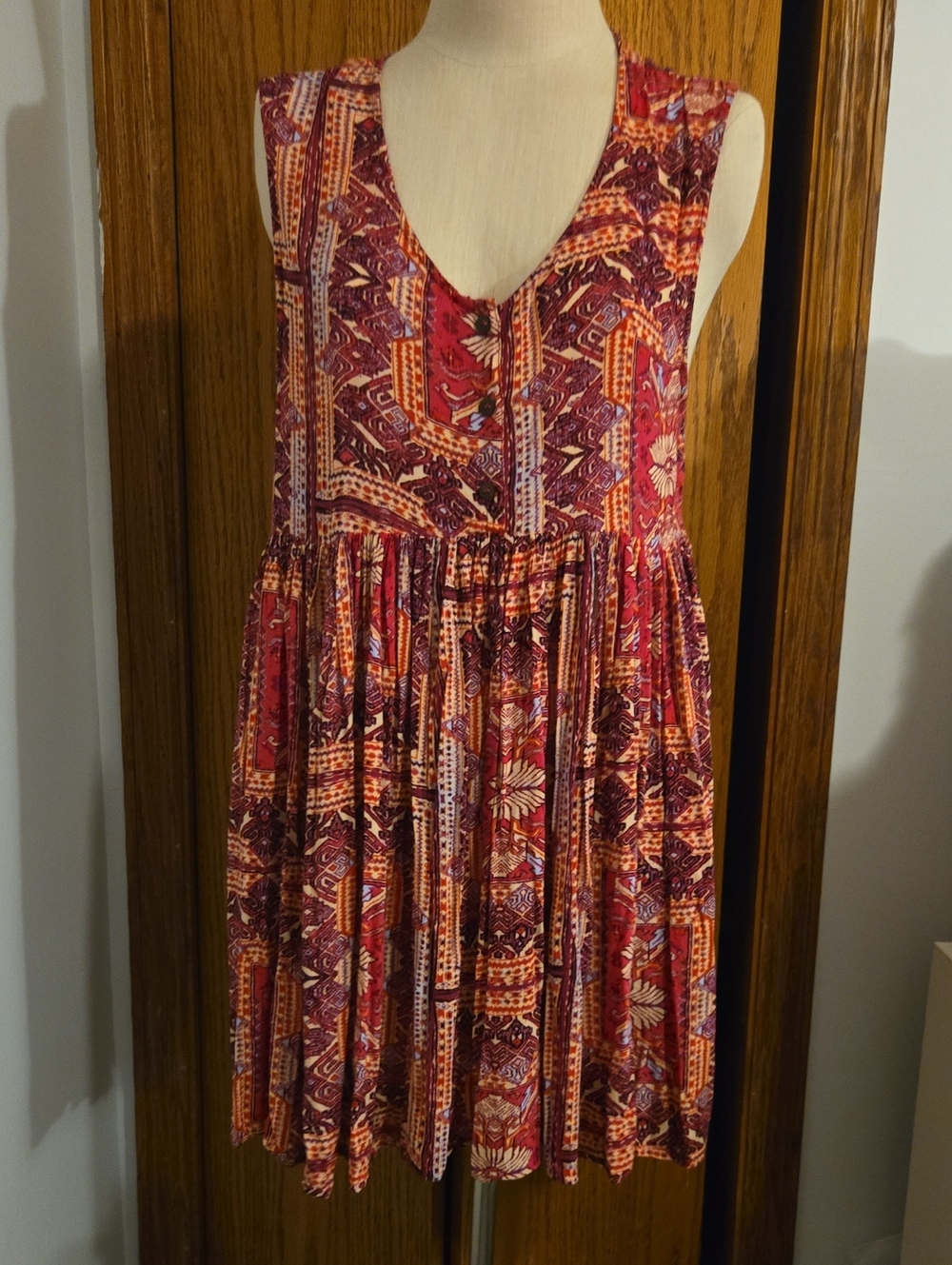 Boho Hi- Low Dress in Pink And Purple Print